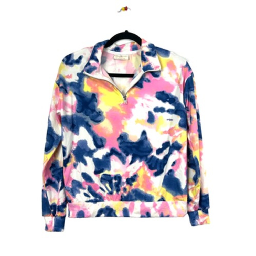 Bobbie Brooks Sweatshirt‎ Womens Small Multicolor Tie Dye Quarter Zip Pullover